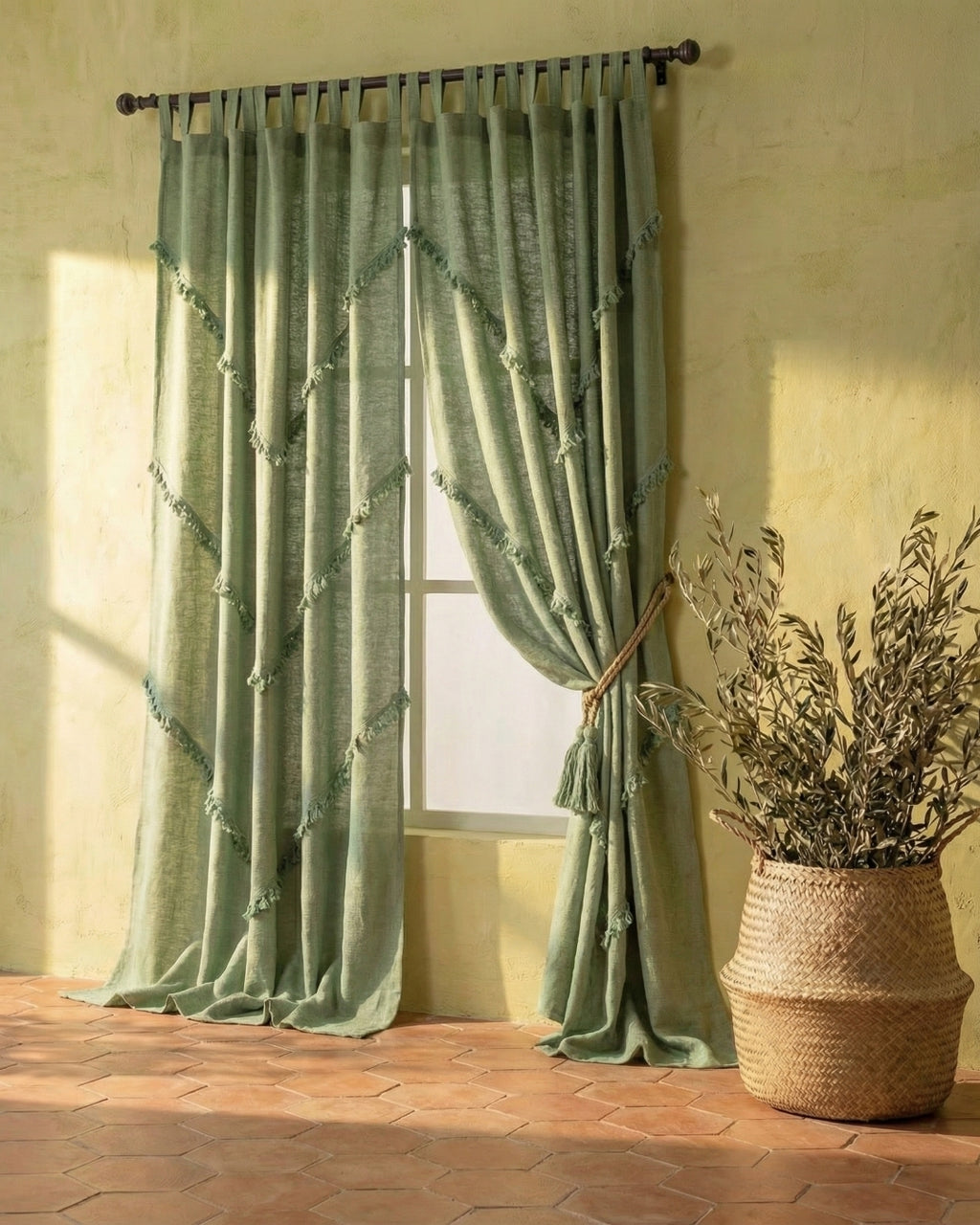 Sage Green Sunshine Window Curtain - Set of 2
