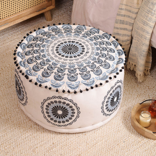 Blue Mandala Ottoman pouf