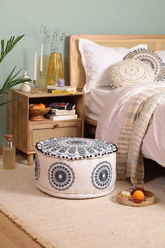 Blue Mandala Ottoman pouf