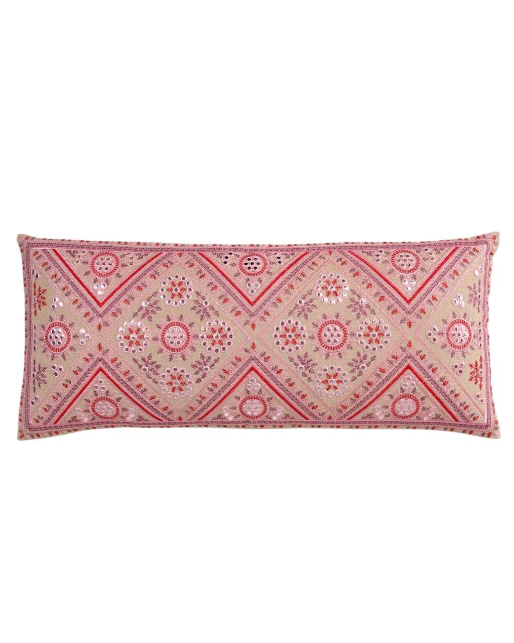 Pink Mirrorwork Magic Long Pillow