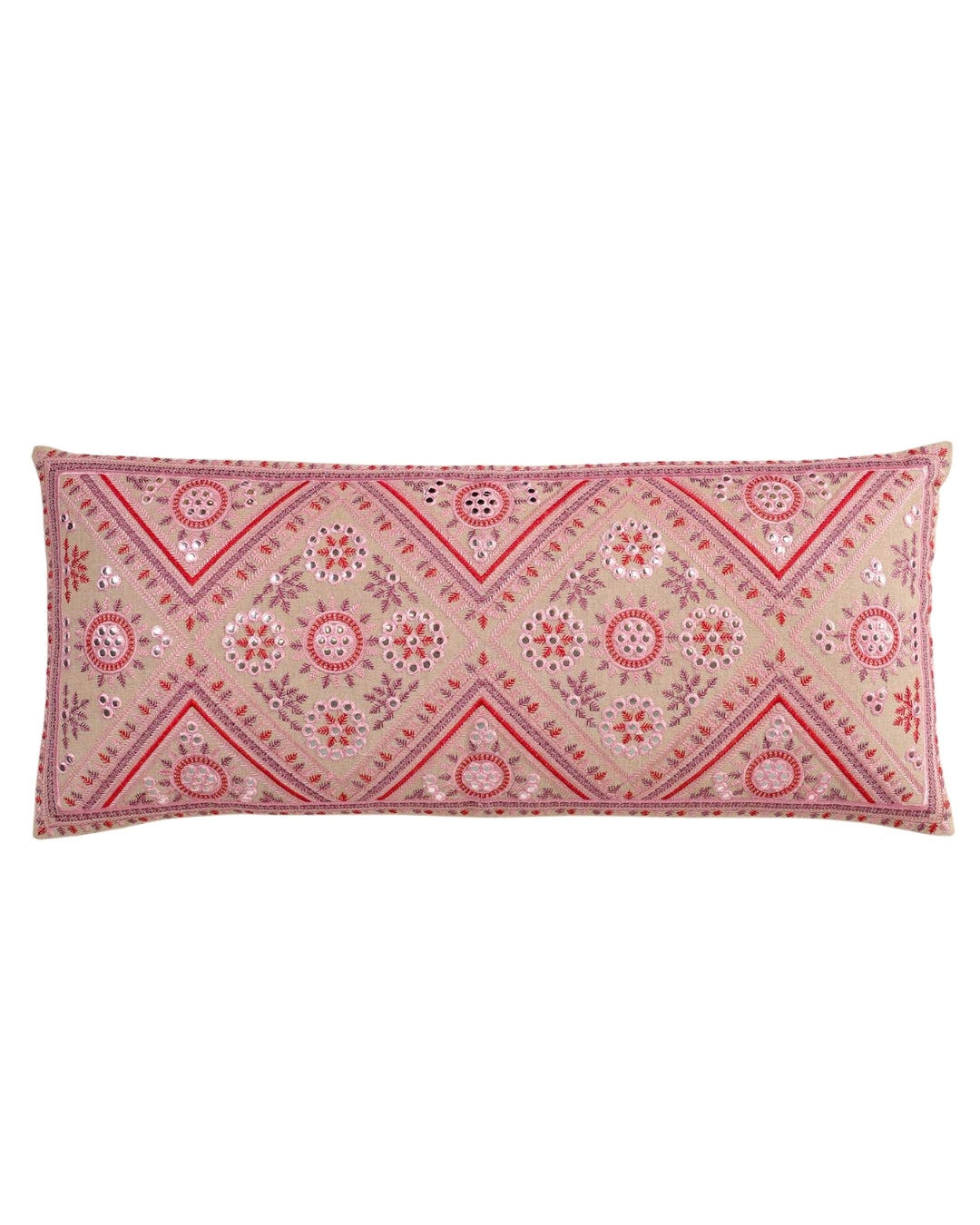 Pink Mirrorwork Magic Long Pillow