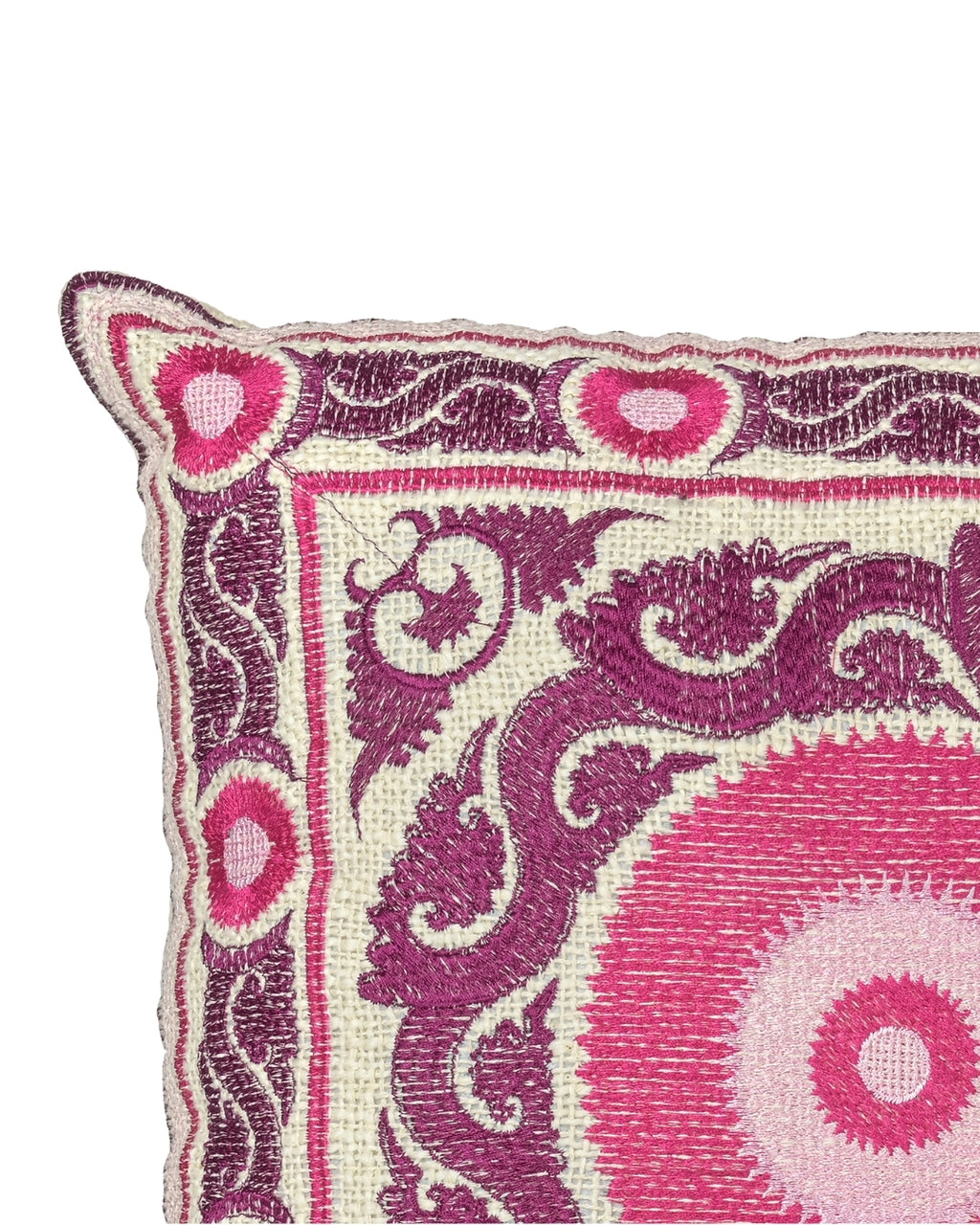 Pink Suzani Throw Pillow Cover