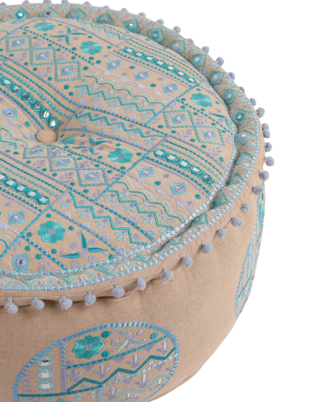 Turquoise Prismatic Blush Ottoman pouf