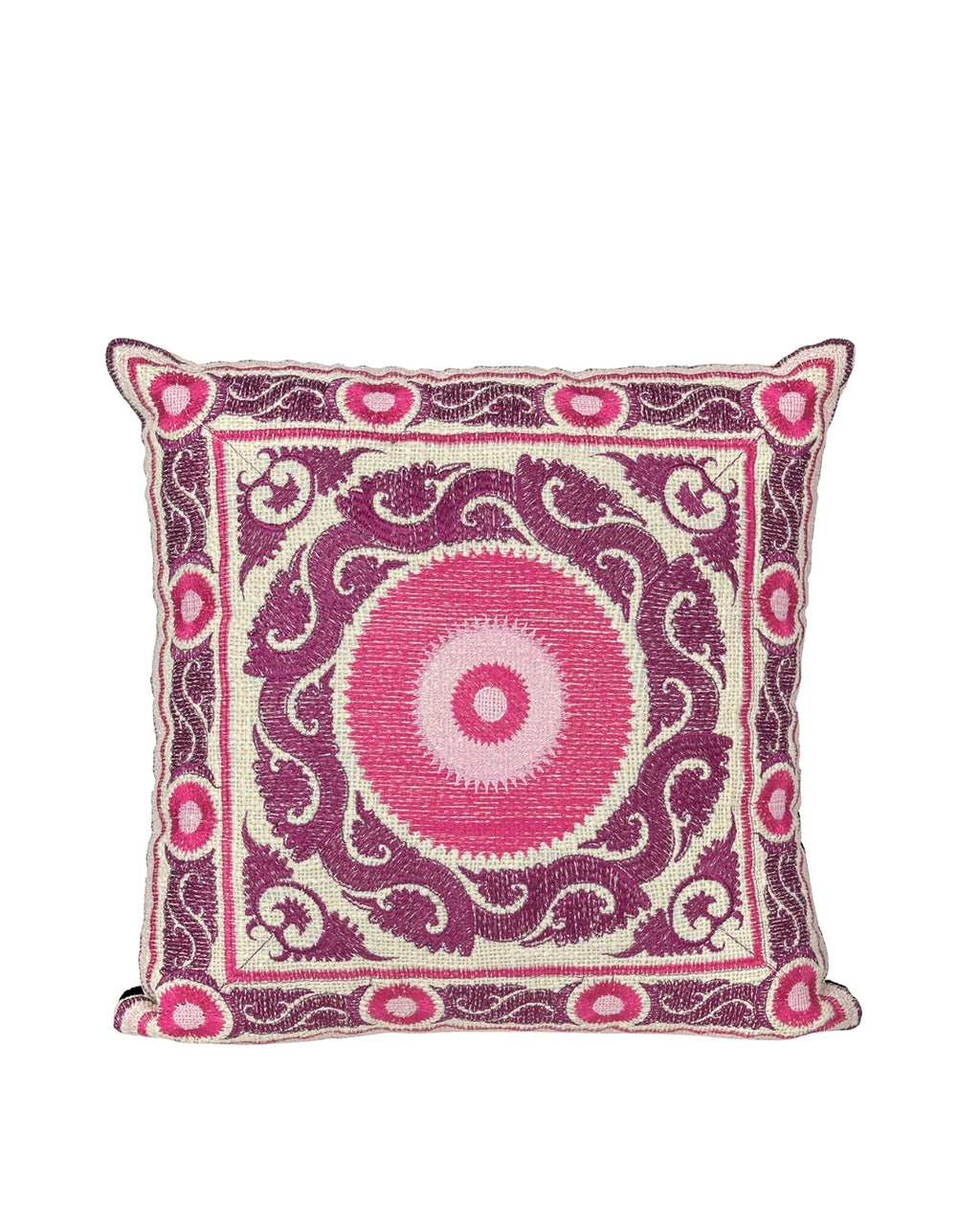 Pink Suzani Throw Pillow Cover