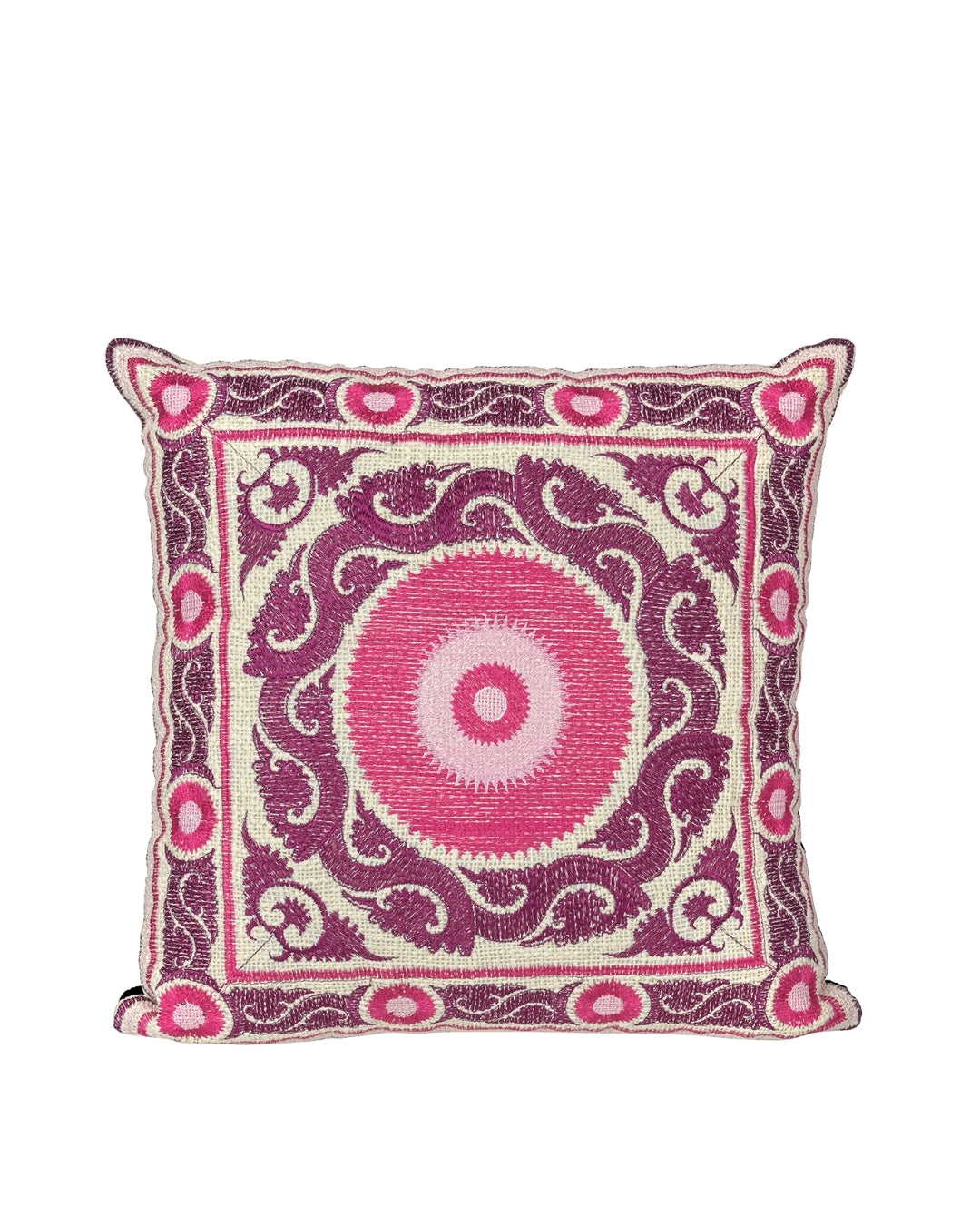 Pink Suzani Throw Pillow Cover
