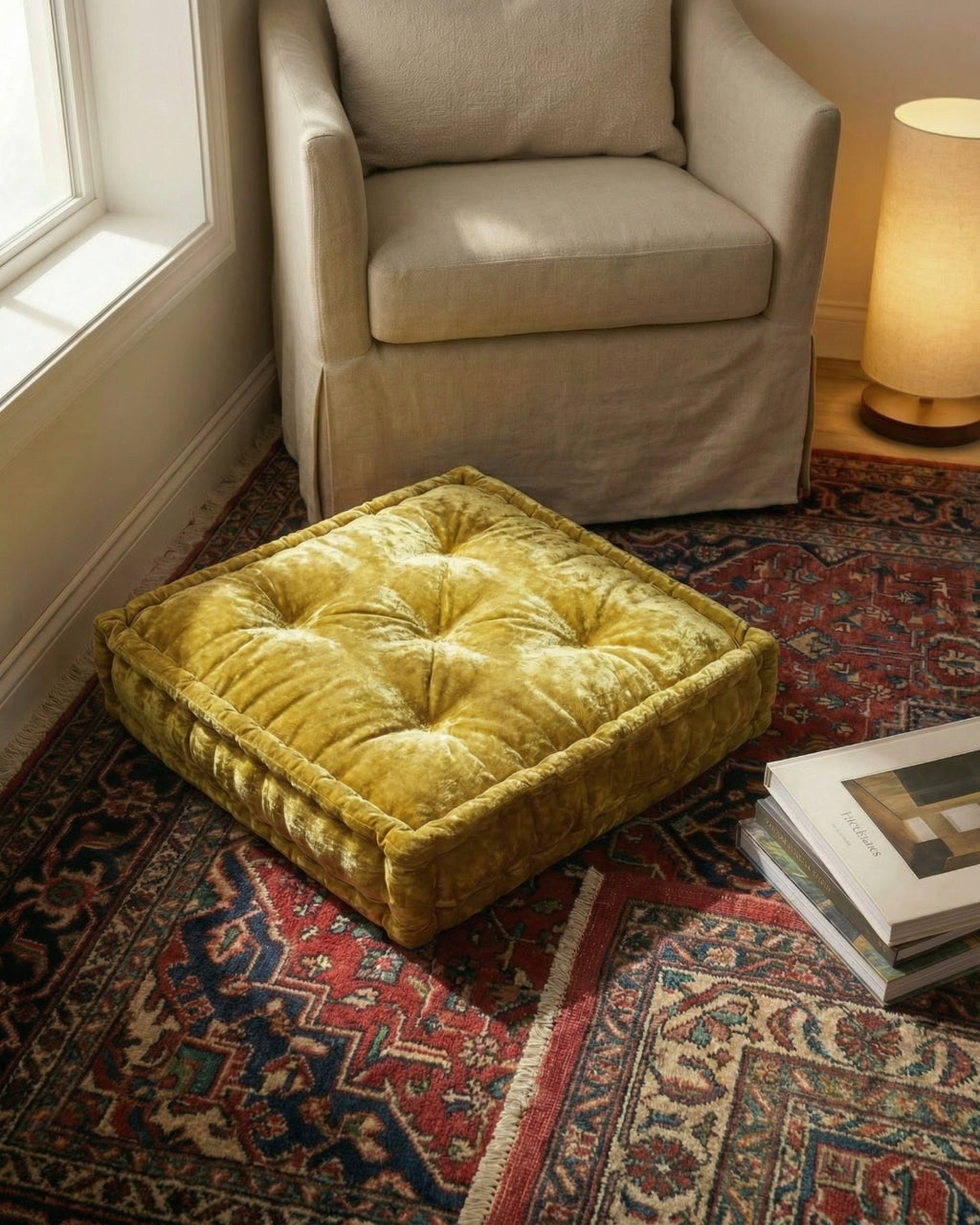 Mustard Velvet Haven Floor cushion