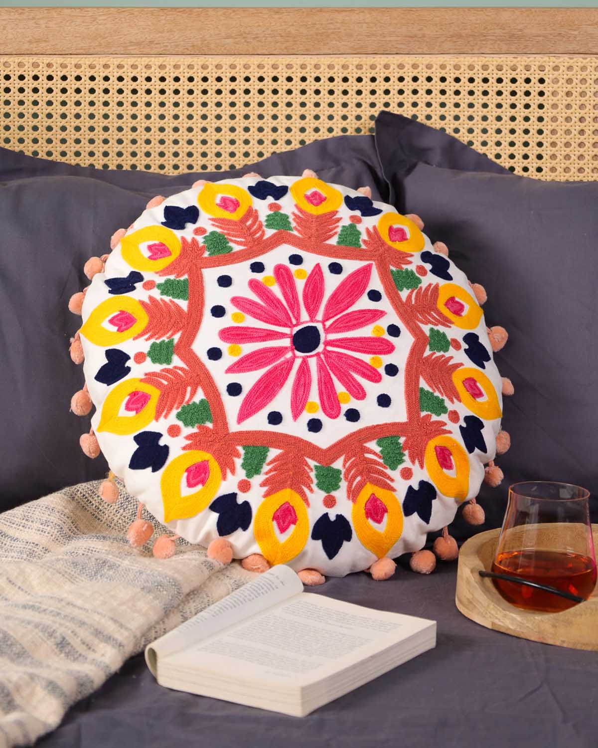 Pink Peony Floral Floor Pillow Cover