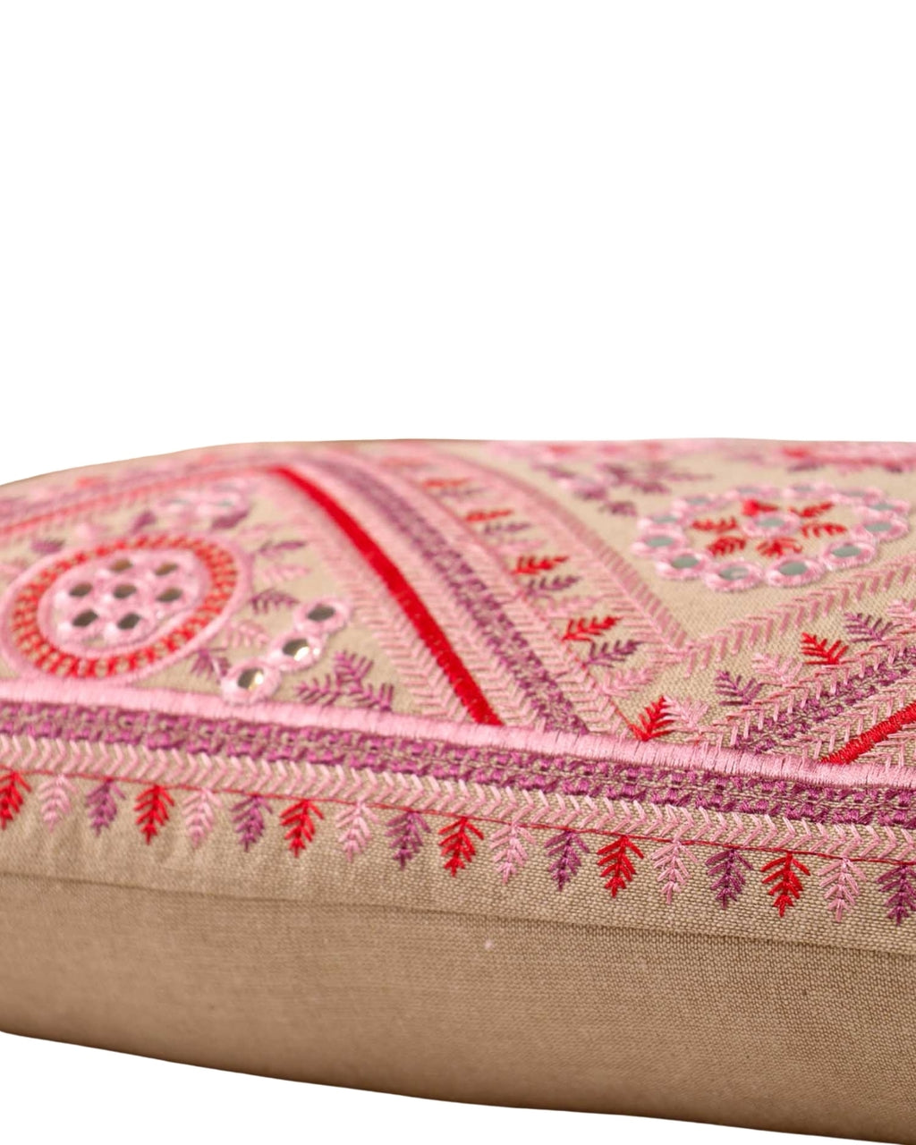 Pink Mirrorwork Magic Long Pillow
