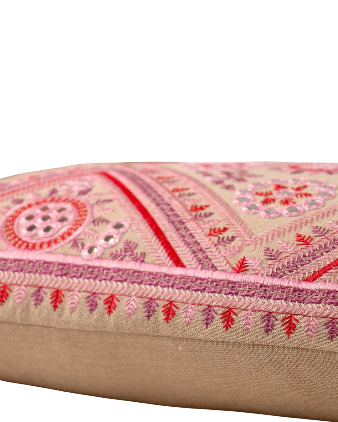 Pink Mirrorwork Magic Long Pillow