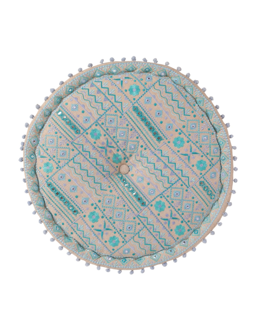 Turquoise Prismatic Blush Ottoman pouf