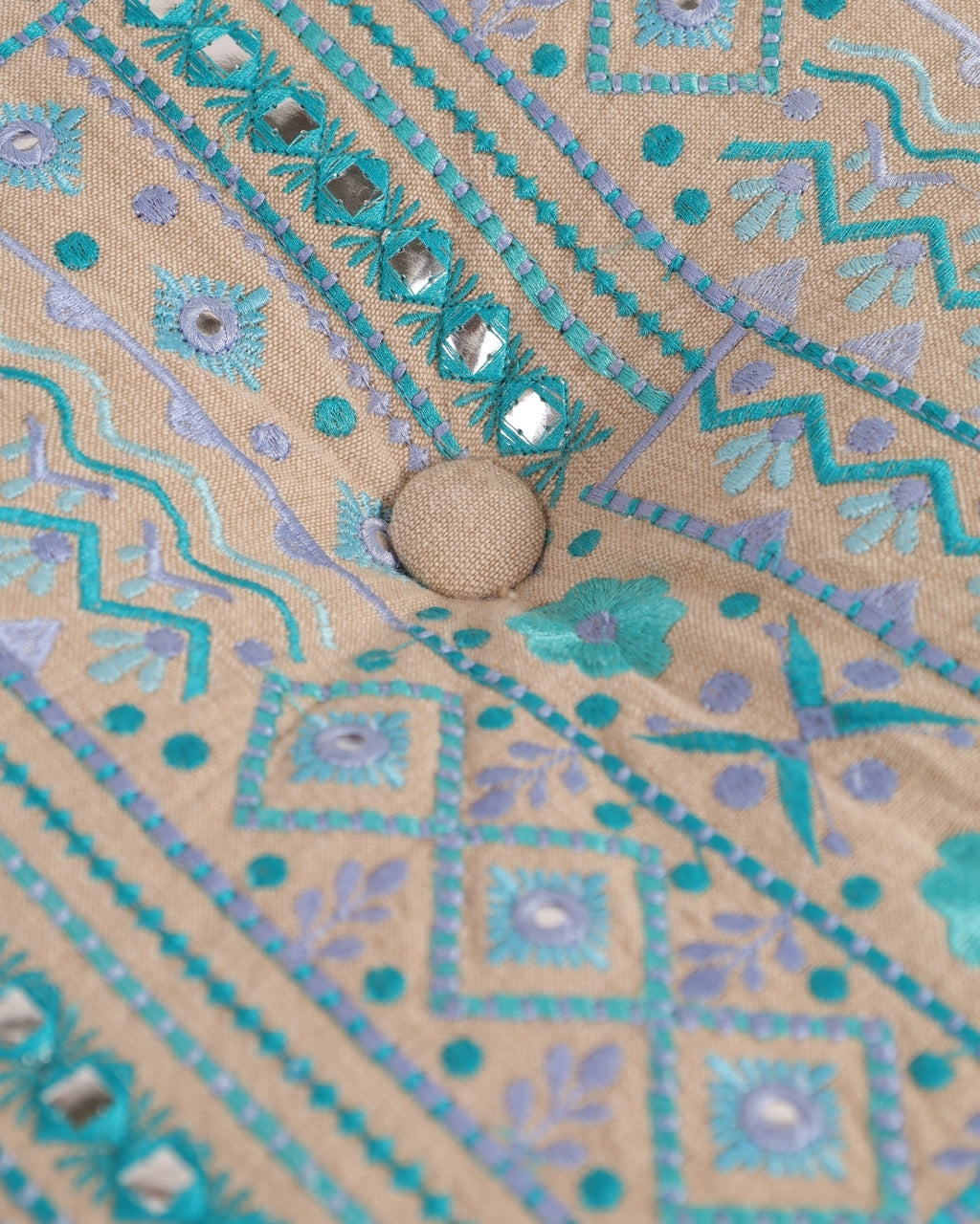 Turquoise Prismatic Blush Ottoman pouf