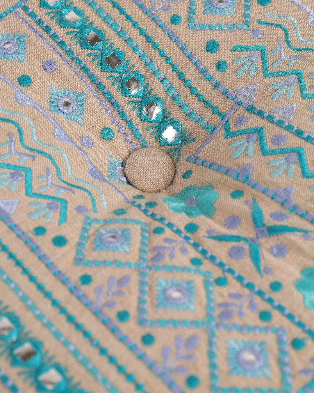 Turquoise Prismatic Blush Ottoman pouf