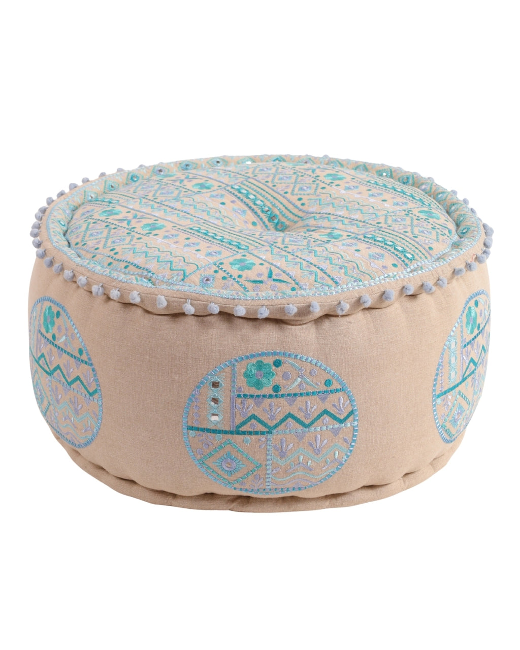 Turquoise Prismatic Blush Ottoman pouf
