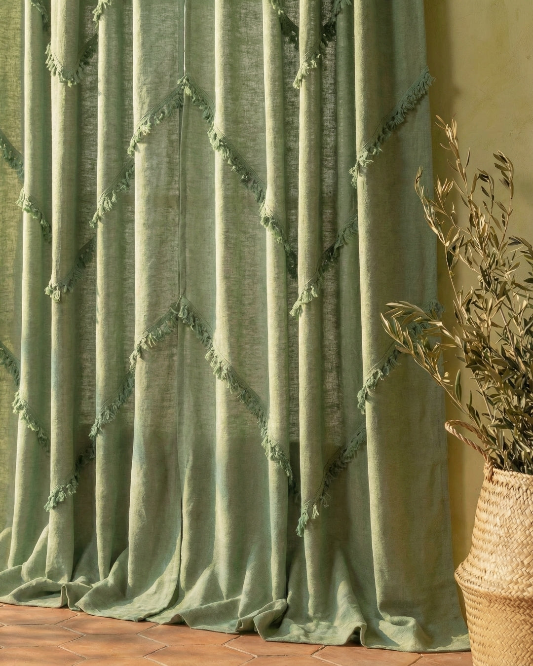 Sage Green Sunshine Window Curtain - Set of 2