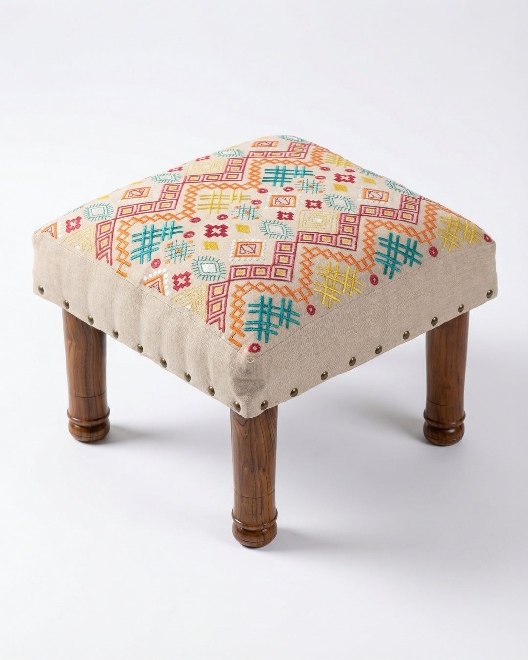 Ethnicity Embroidered Footstool
