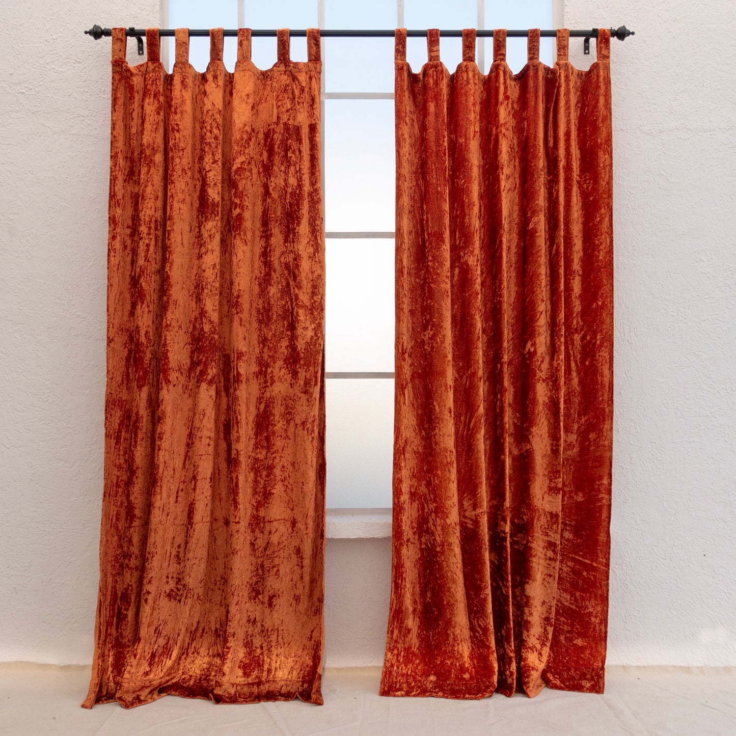 Terracotta Velvet Curtain - Set of 2 - I