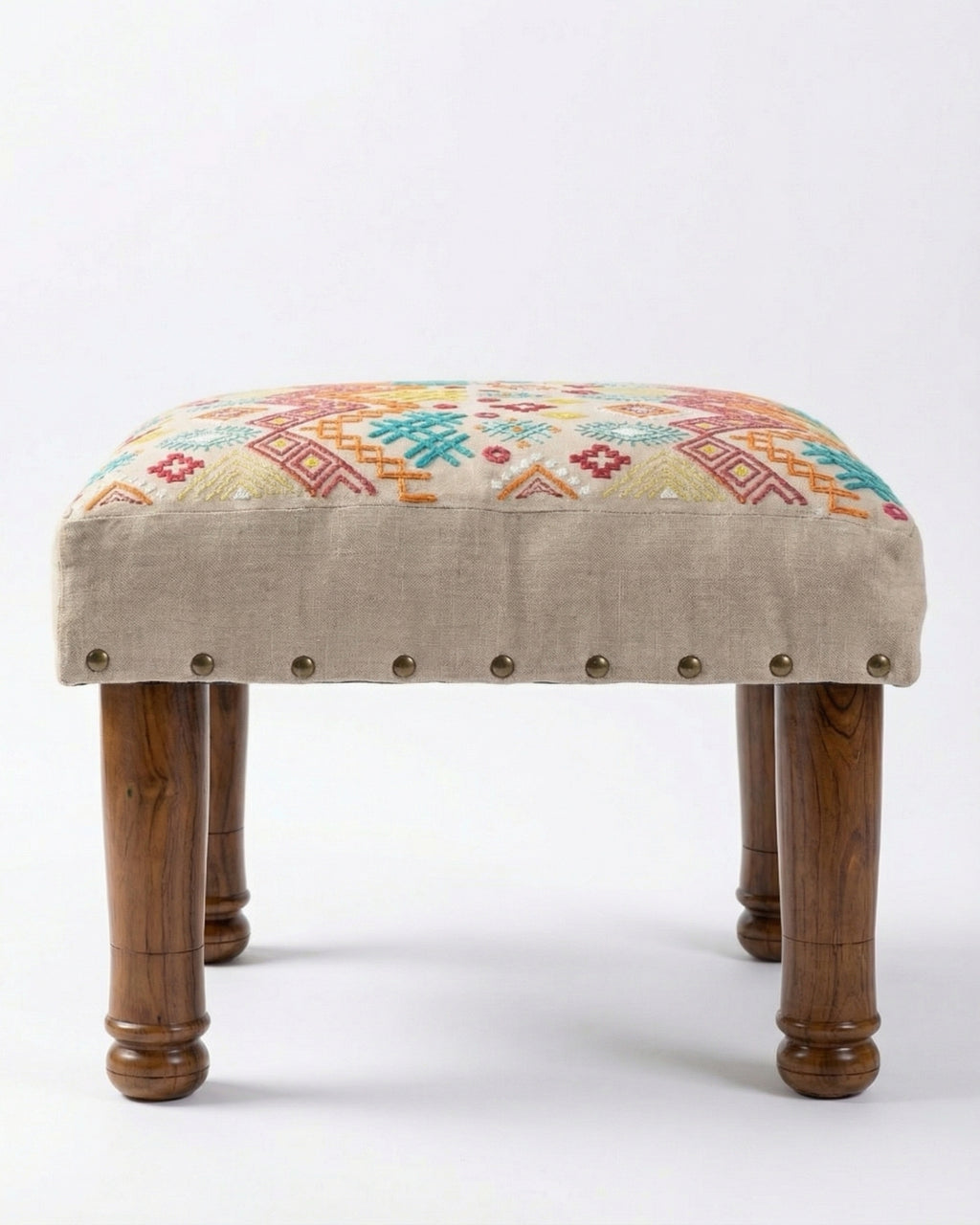Ethnicity Embroidered Footstool