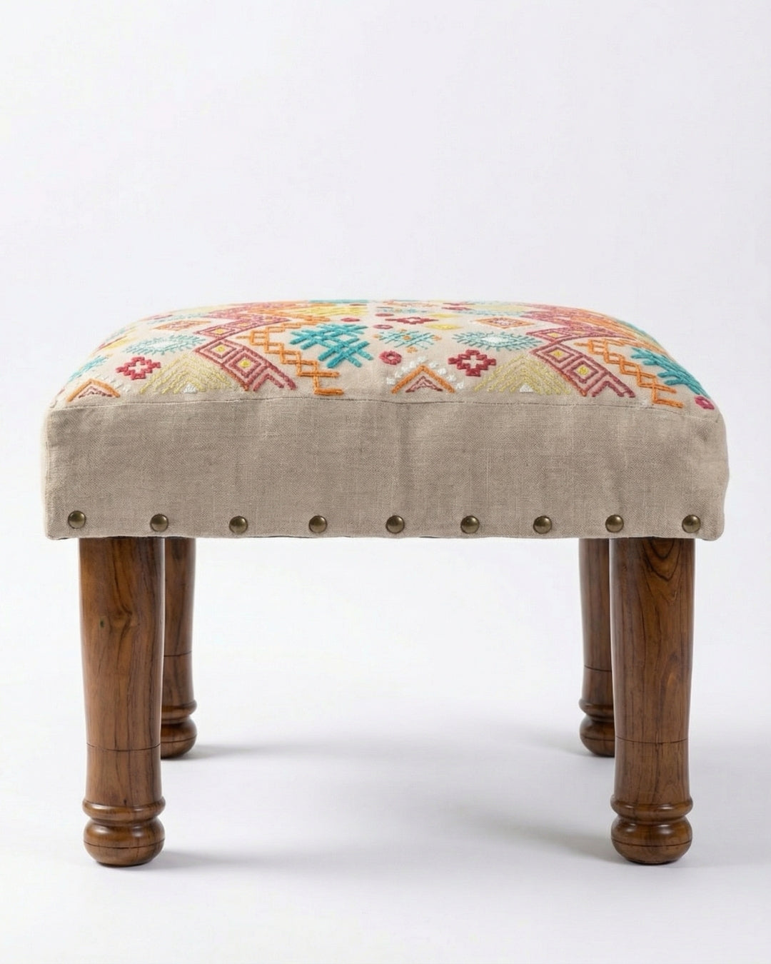 Ethnicity Embroidered Footstool