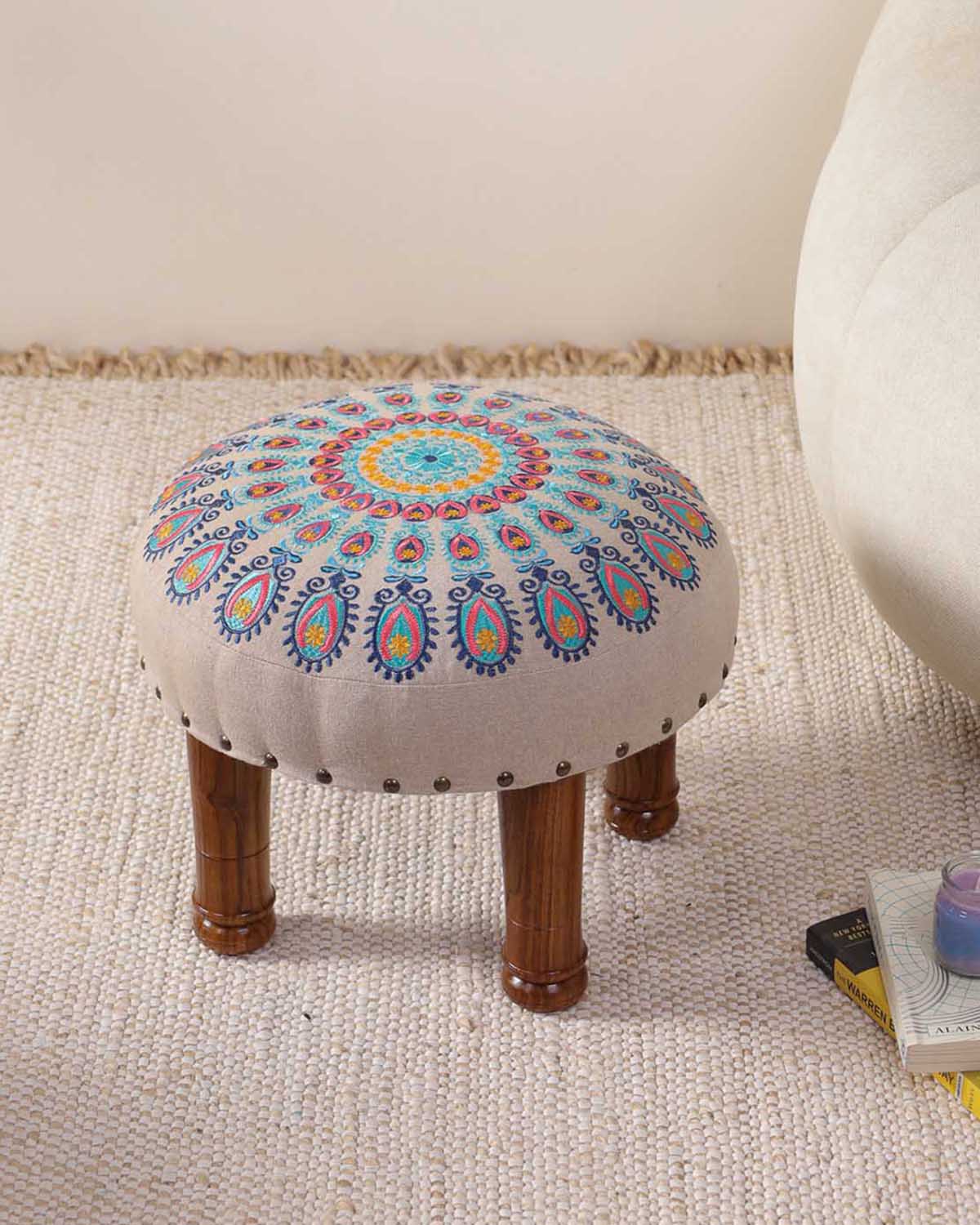 Blue Mandala Footstool