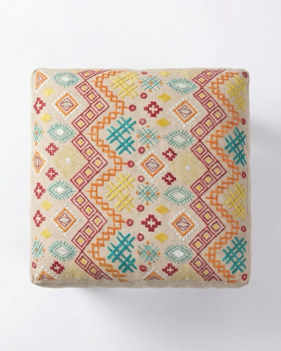 Ethnicity Embroidered Footstool