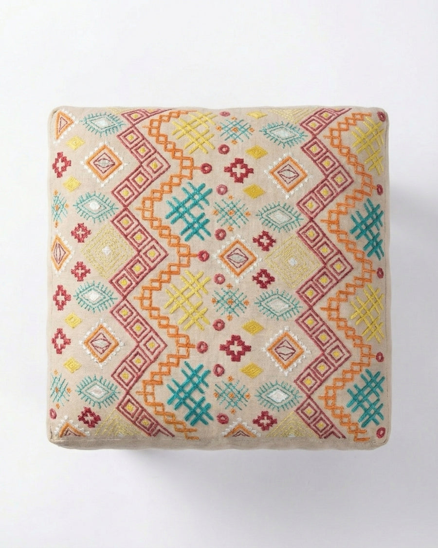 Ethnicity Embroidered Footstool