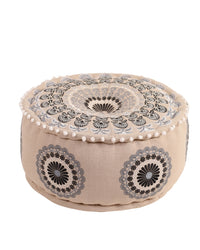 Gray Mandala Ottoman Pouf