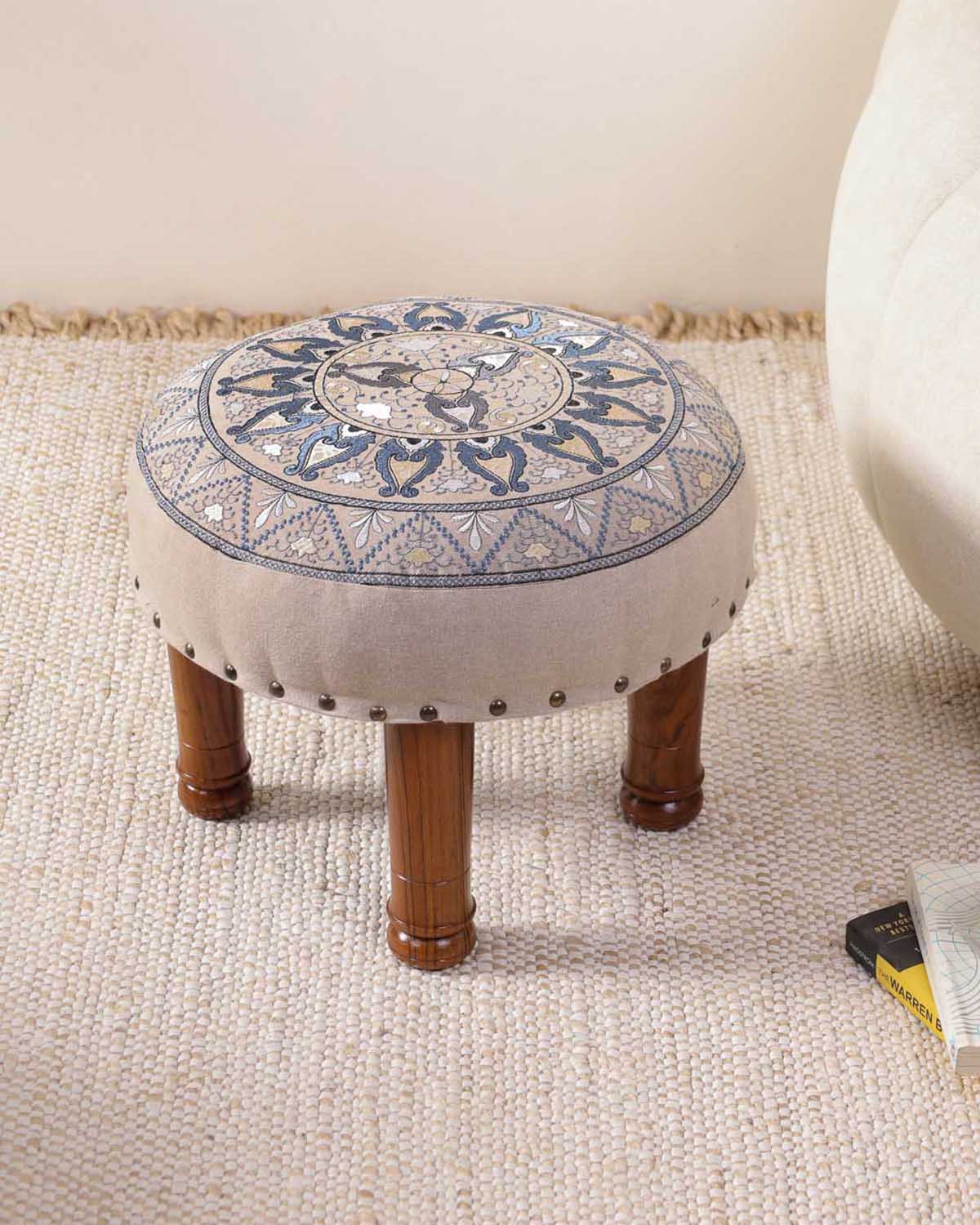 Paisley Perch in Slate Footstool