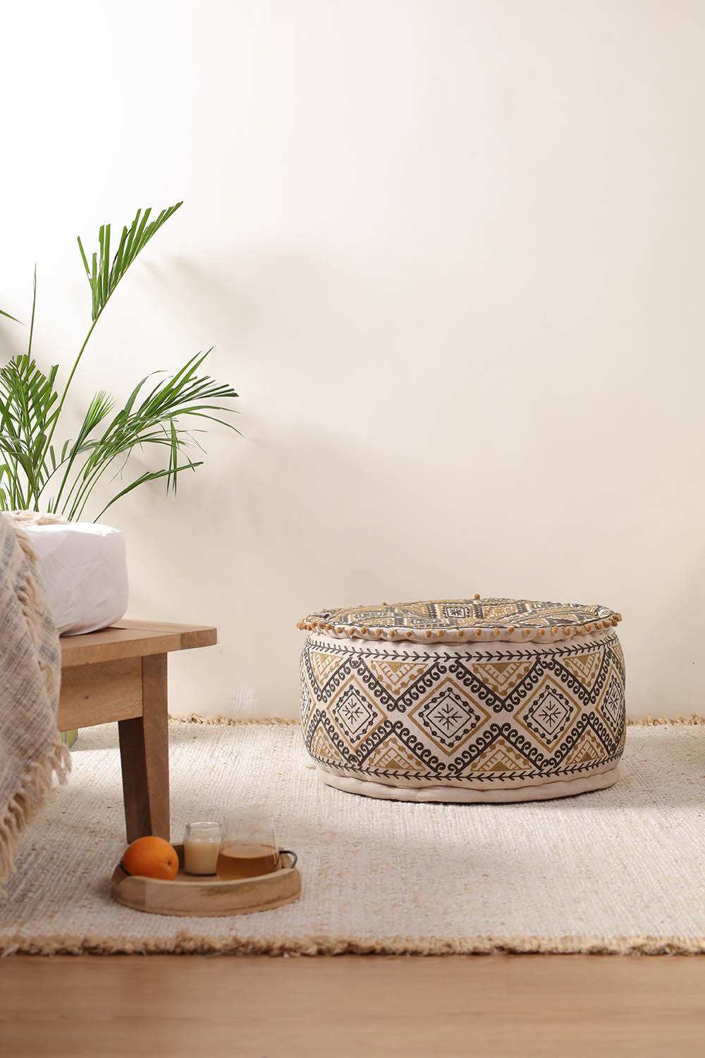 Golden Petal Ottoman Pouf