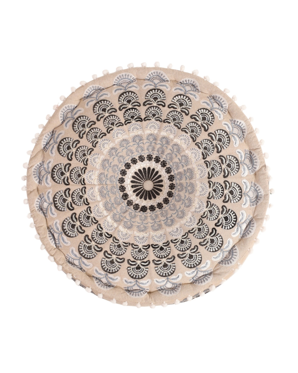 Gray Mandala Ottoman pouf