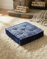Blue Velvet Kantha Floor Cushion