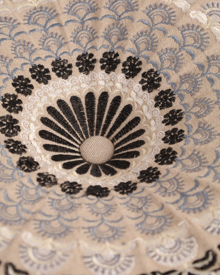 Gray Mandala Ottoman Pouf