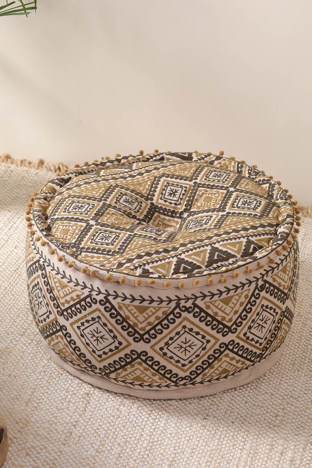 Golden Petal Ottoman Pouf