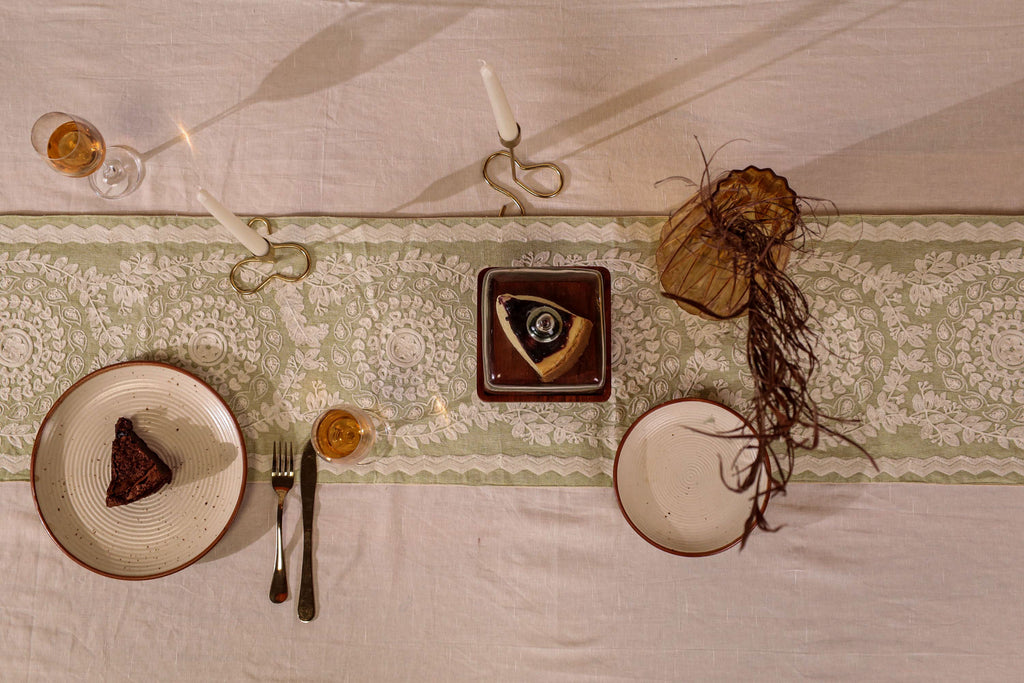 Green Blossom Table Runner