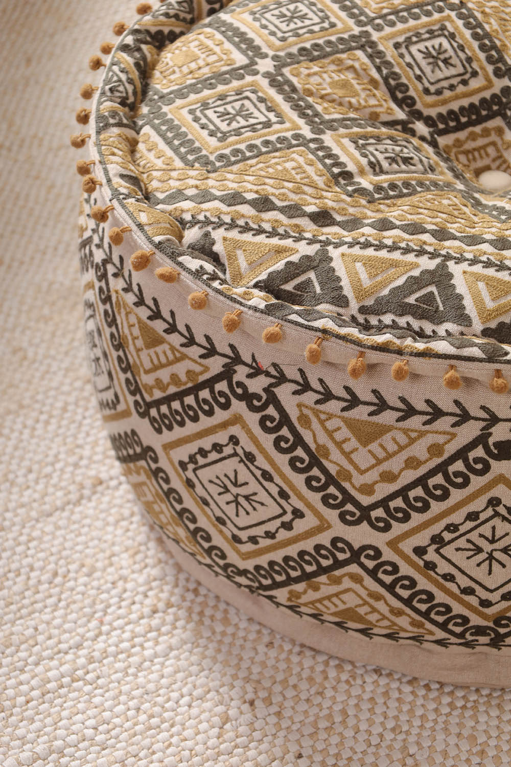 Golden Petal Ottoman Pouf