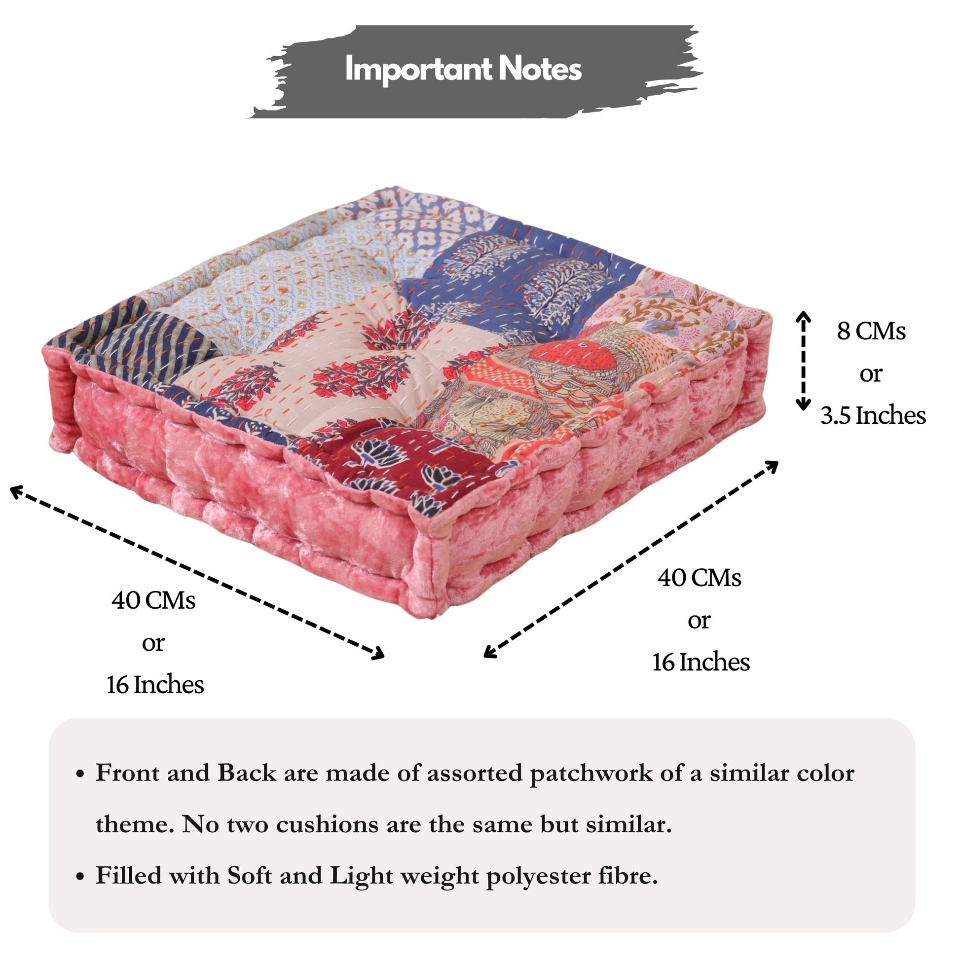 Rose Velvet Kantha Floor cushion