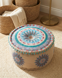 Purple Geometric Fantasy Ottoman Pouf