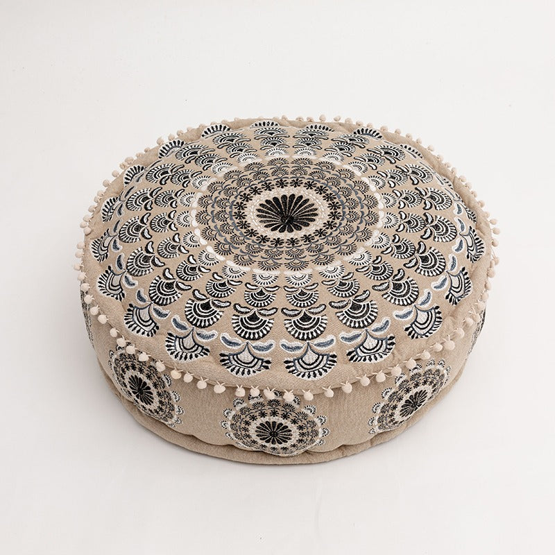 Gray Mandala Ottoman pouf - I
