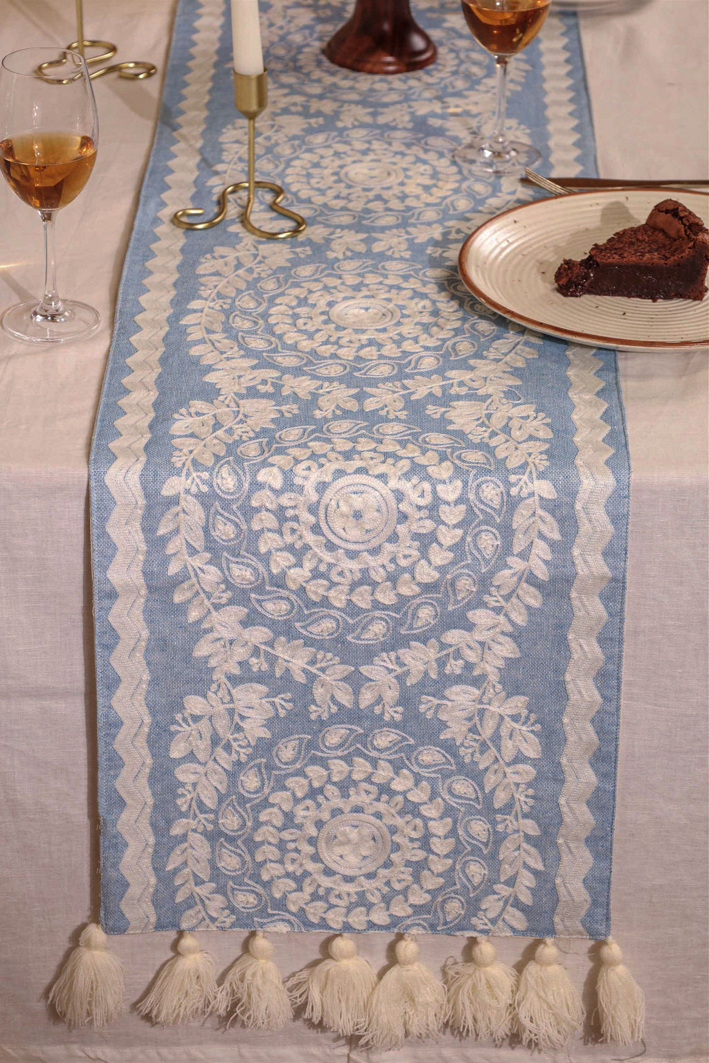 Blue Blossom Table Runner