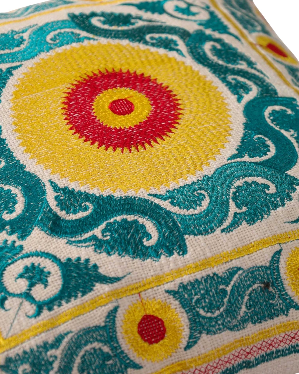 Green Suzani Throw Pillow Cover