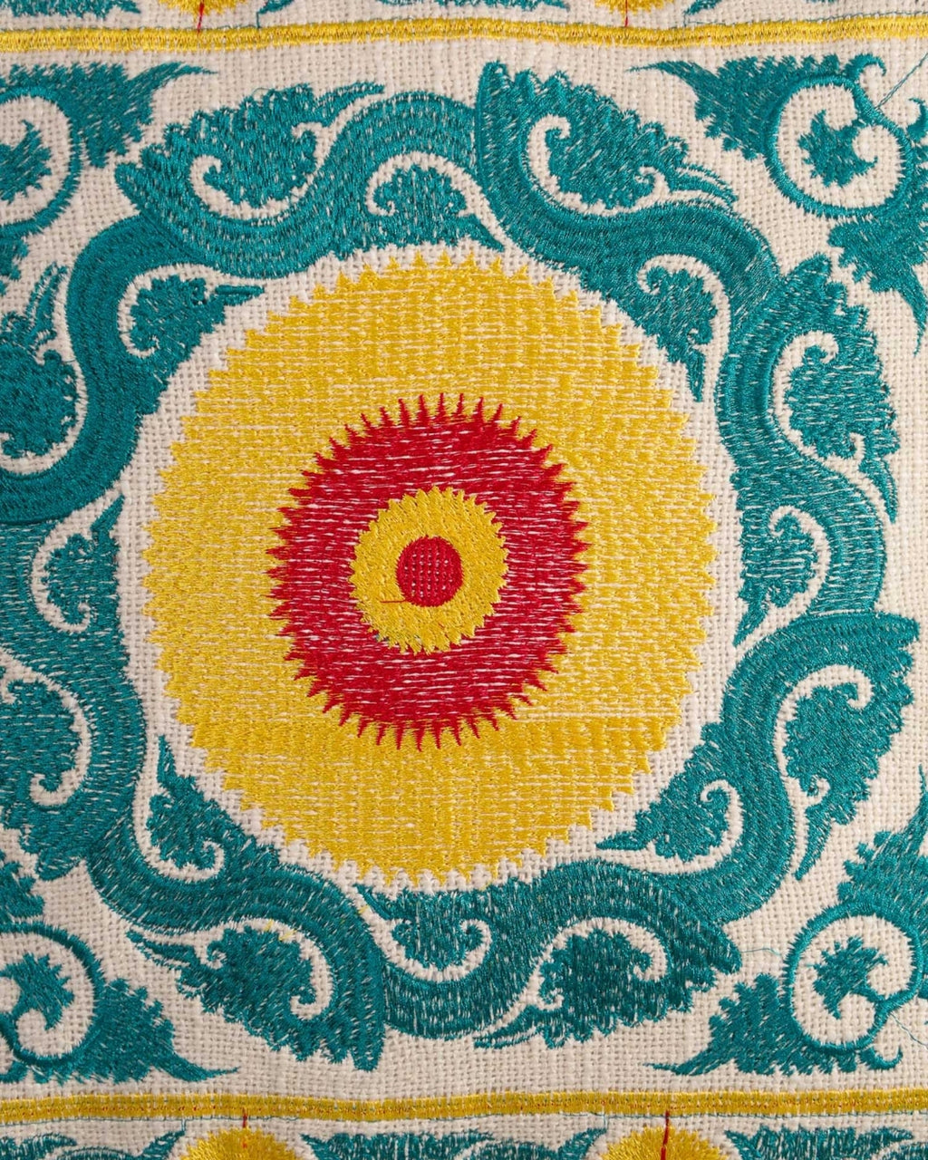 Green Suzani Throw Pillow Cover