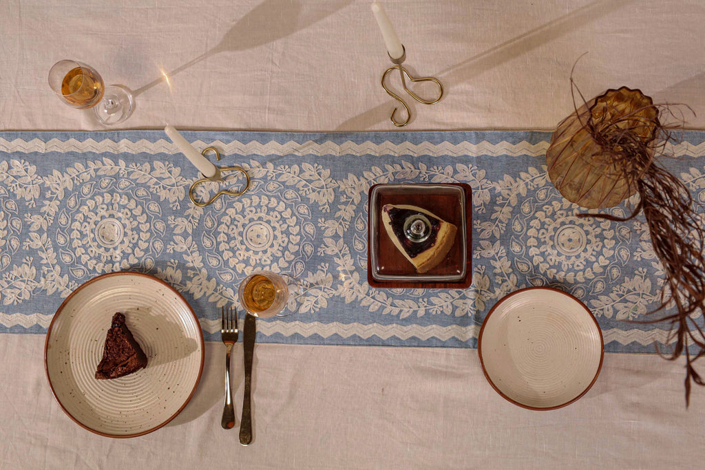 Blue Blossom Table Runner