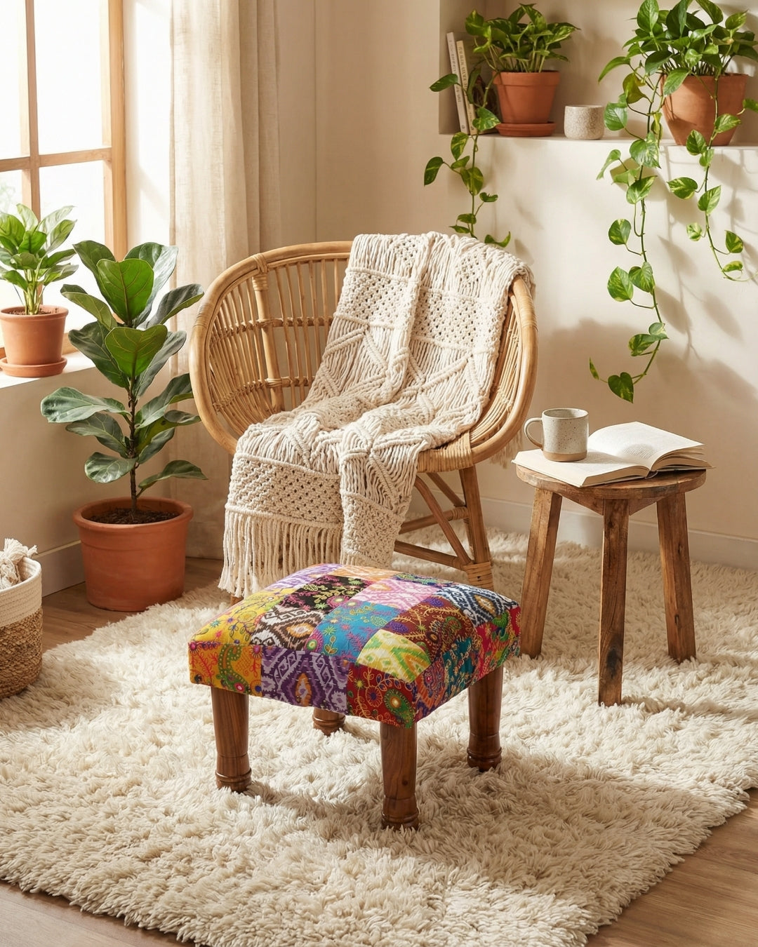 Kantha Patchwork Foot Stools