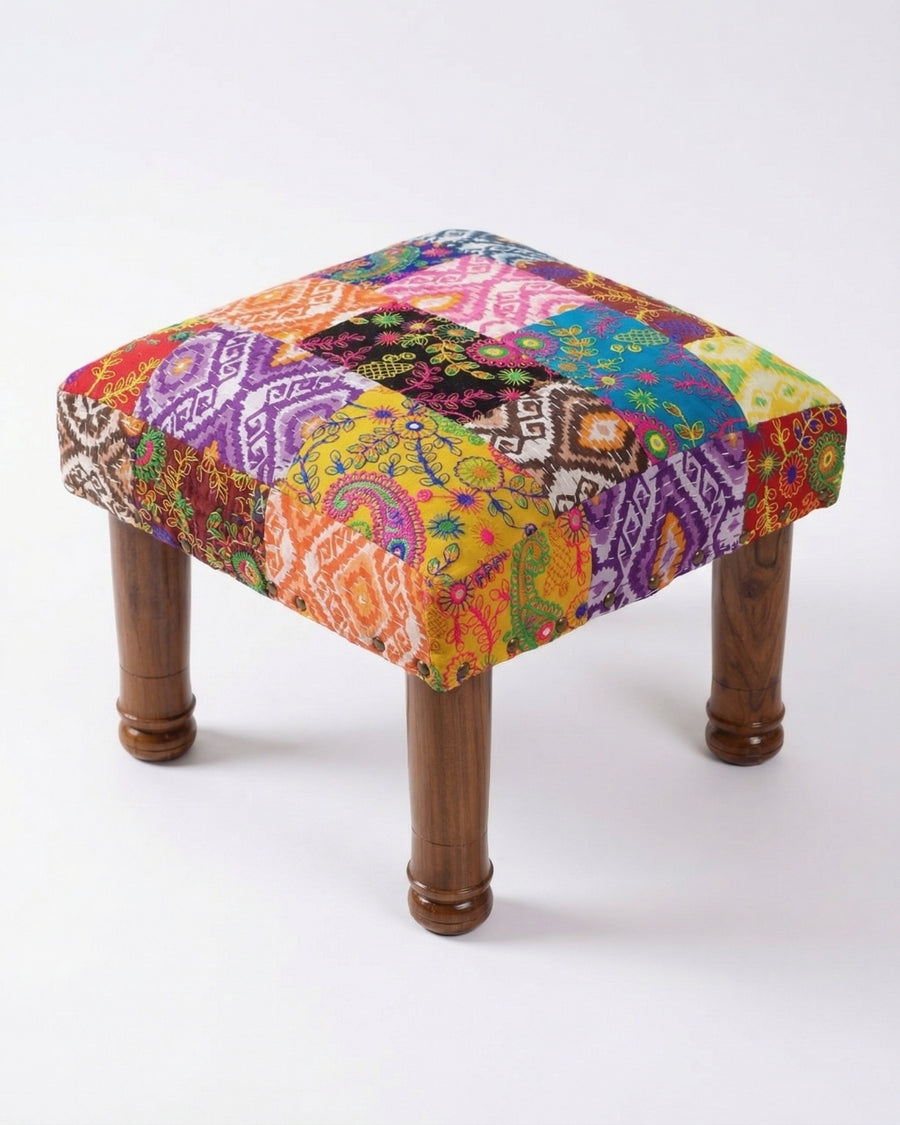 Kantha Patchwork Footstool