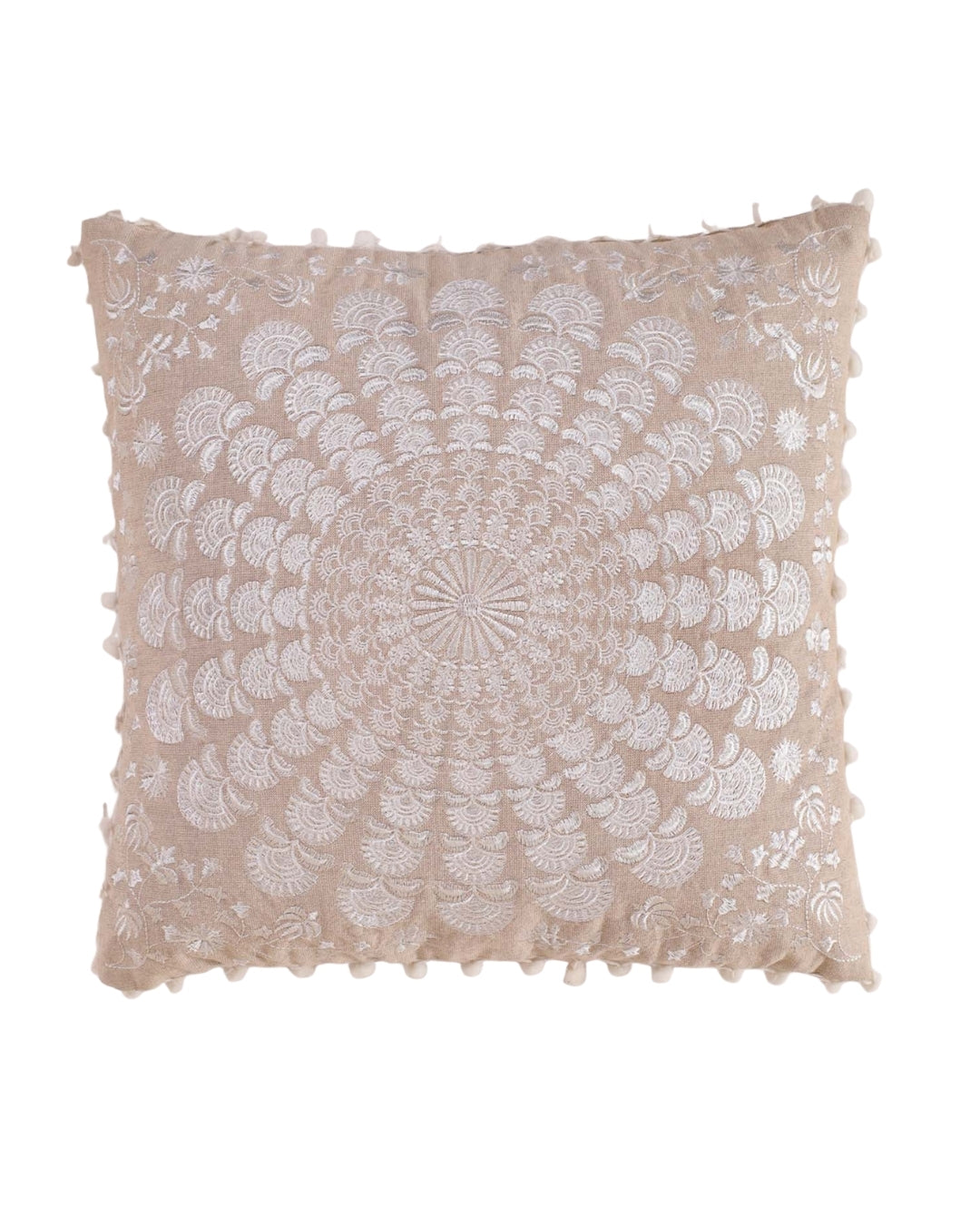 White Mandala Throw Pillow