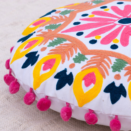 Pink Peony Floral Floor Pillow Cover - I