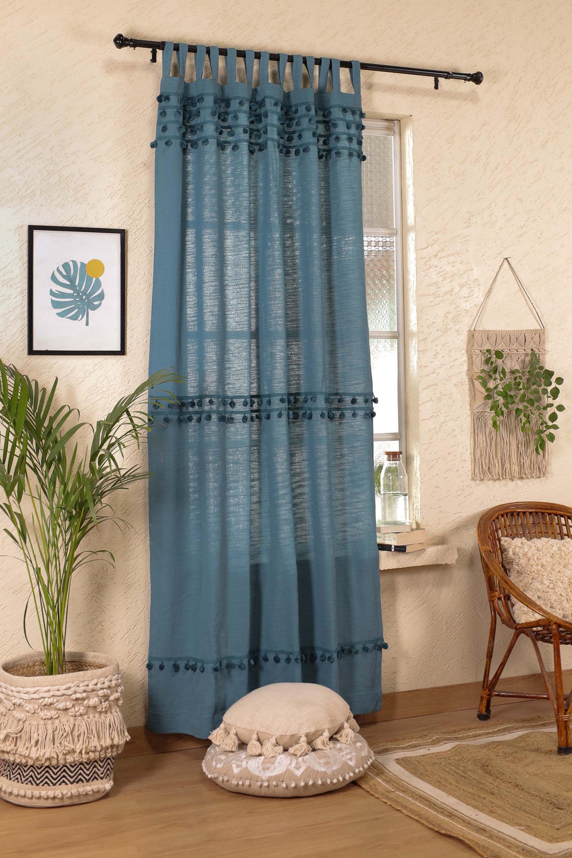 Fiesta Pom Poms Curtain - Set of 2