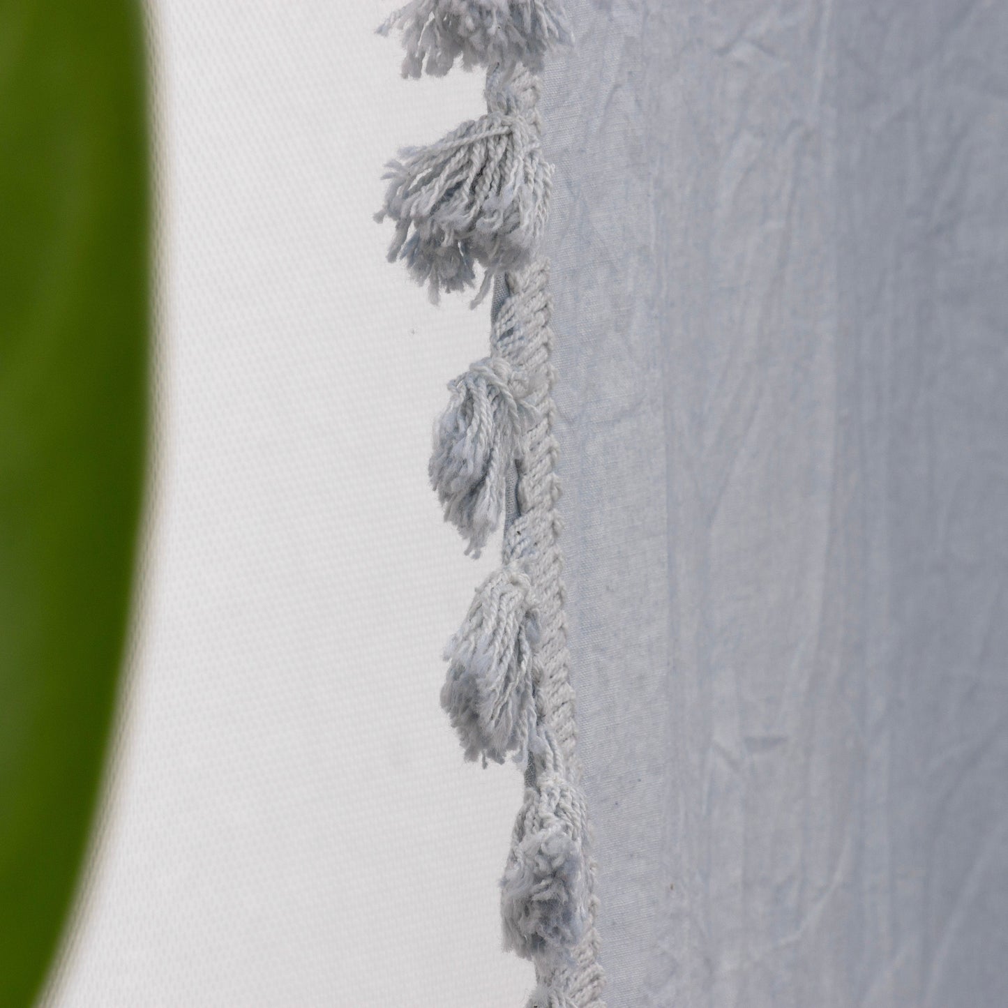 Ice Gray Cotton Fringes Curtain - Set of 2 - I