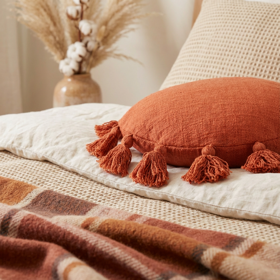 Rust Talking Tassels Cushion