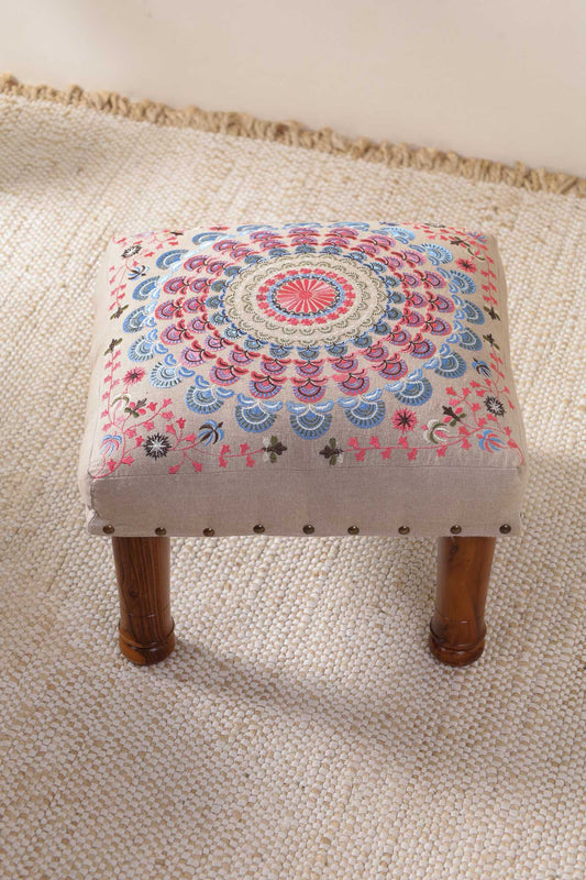 Mandala Embroidered Footstool