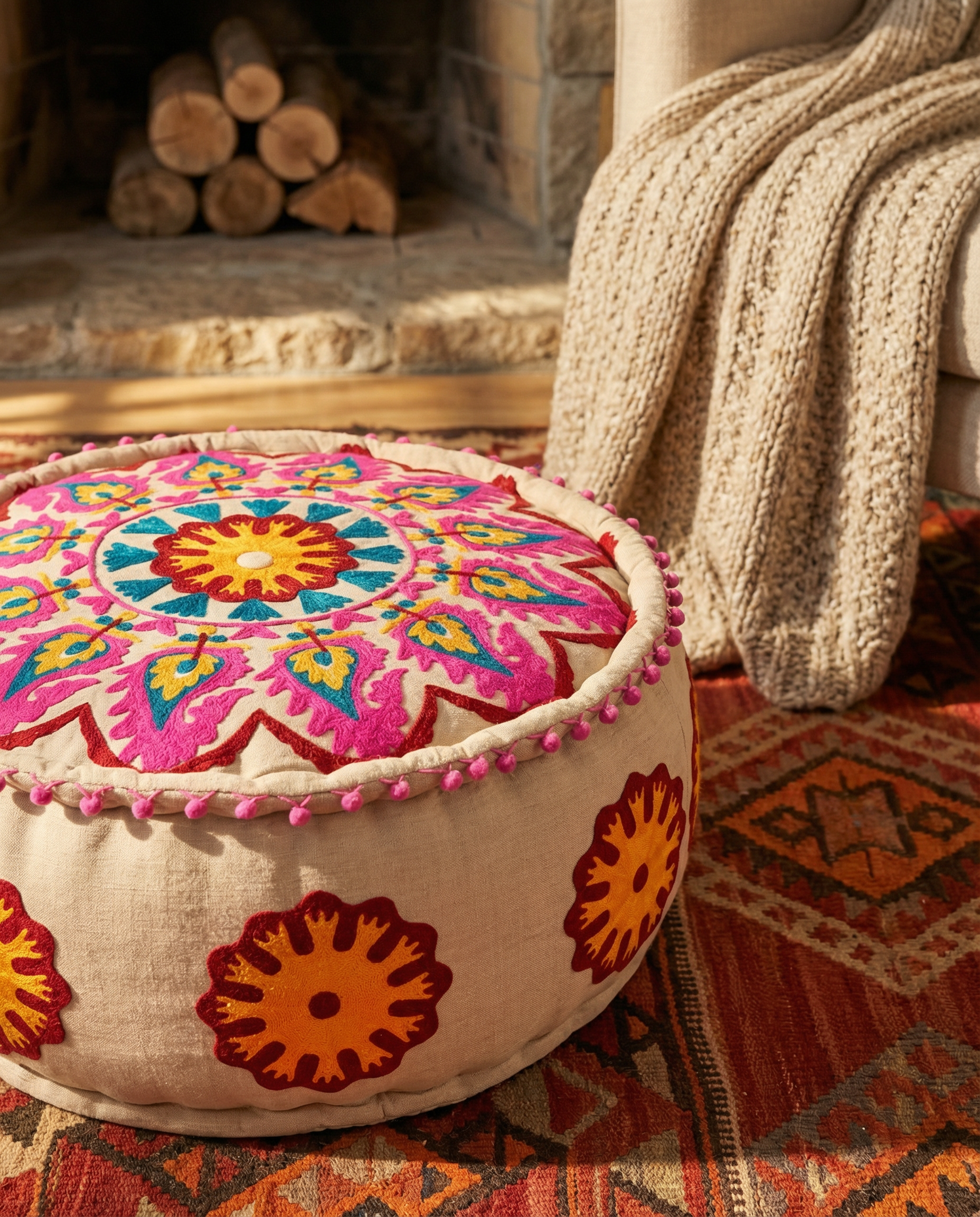 Pink Whimsical Wonder Ottoman pouf
